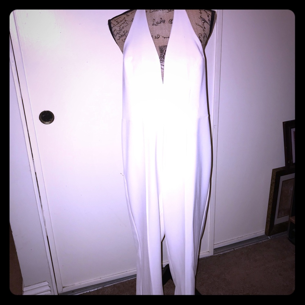White halter pants romper
